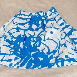 Charlotte Brody Cabana Blue/Ivory Brocade Bell Shaped Skirt. Size XS.